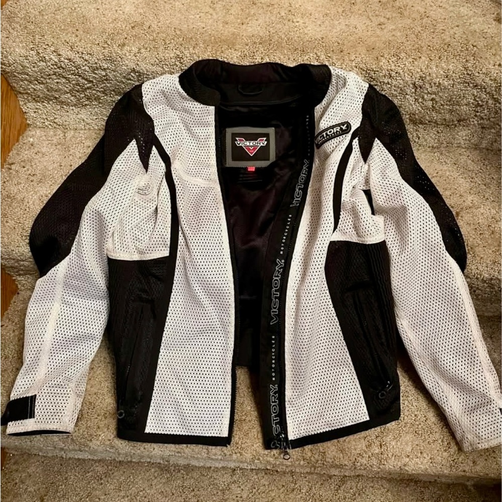 Victory Sport Black and White Mesh Motorcycle Jacket